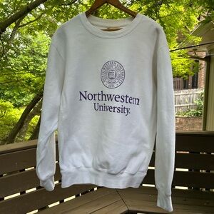 MV Sport White Northwestern University Crewneck Sweater